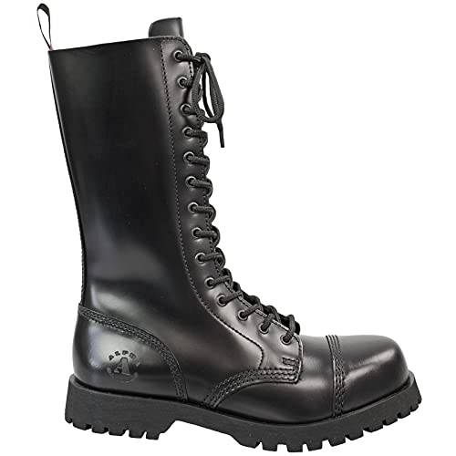 Alpha Rangers 14-loch Boot Festival Army Gothic Leder Springerstiefel Stahlkappe Glattleder Schwarz 5026 UK 4 / EU 38 von Original Alpha Rangers