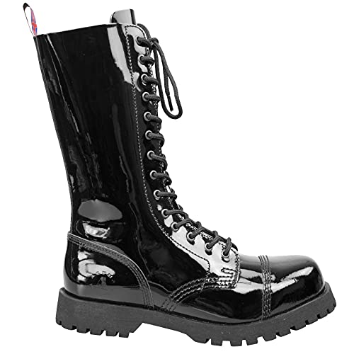 Alpha Rangers 14-loch Boot Festival Army Gothic Leder Springerstiefel Stahlkappe Schwarz Lack 5030 UK 4 / EU 38 von Original Alpha Rangers