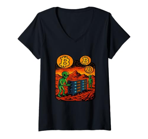 Damen Aliens Mining Crypto auf dem Mars T-Shirt mit V-Ausschnitt Damen Aliens Mining Crypto auf dem Mars T-Shirt mit V-Ausschnitt von Original Crypto Trading Cryptocurrency Accessories