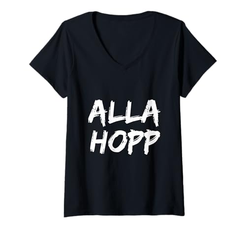 Damen Cooles Alla Hopp Design für Pfälzer Pälzer Rheinland-Pfalz T-Shirt mit V-Ausschnitt von Original Designs aus der Pfalz