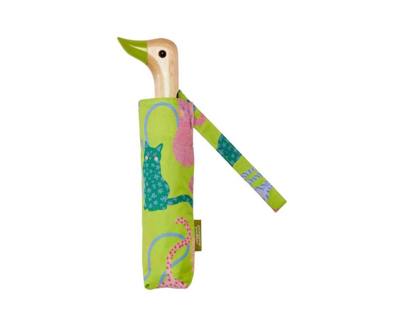 Original Duckhead Taschenregenschirm ORIGINAL DUCKHEAD EU Regenschirm mit Entenkopf - Arty Cats Lime Green von Original Duckhead
