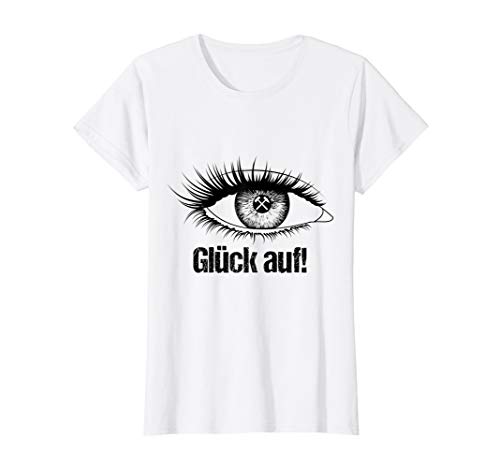 Damen Glück auf! Auge mit langen Wimpern T-Shirt von Original Kumpel Klamotten Ruhrgebiet