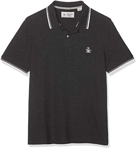 Original Penguin Herren 56 Tipped Sticker Pete Poloshirt, Grau (Grey (Dark Charcoal) 005), (Herstellergröße: Small Taglia Produttore S) von Original Penguin