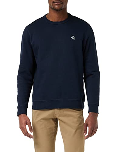 Original Penguin Herren L/S Aufkleber Pete Fleece Crew Sweatshirt, Dunkler Saphir, L von Original Penguin