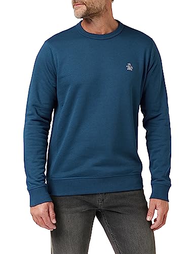 Original Penguin Herren L/S Aufkleber Pete Fleece Crew Sweatshirt, Poseidon Blue, L von Original Penguin