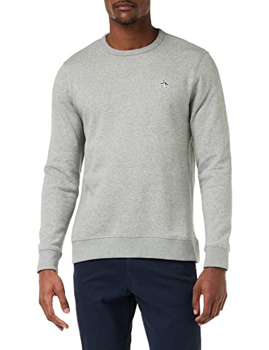 Original Penguin Herren L/S Aufkleber Pete Fleece Crew Sweatshirt, Rain Heather, L von Original Penguin