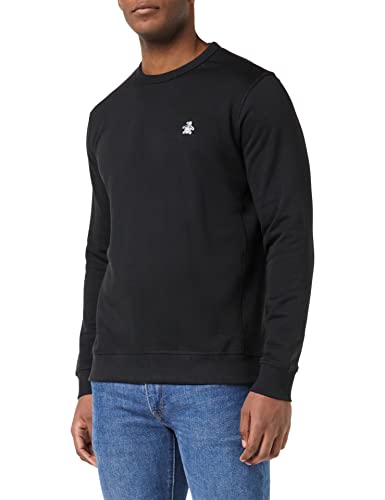 Original Penguin Herren L/S Aufkleber Pete Fleece Crew Sweatshirt, True Black, M von Original Penguin