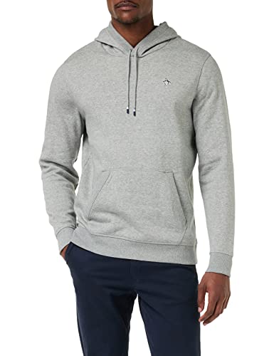 Original Penguin Herren L/S Sticker Pete Pullover Fleece Hoodie Kapuzenpullover, Rain Heather, L von Original Penguin