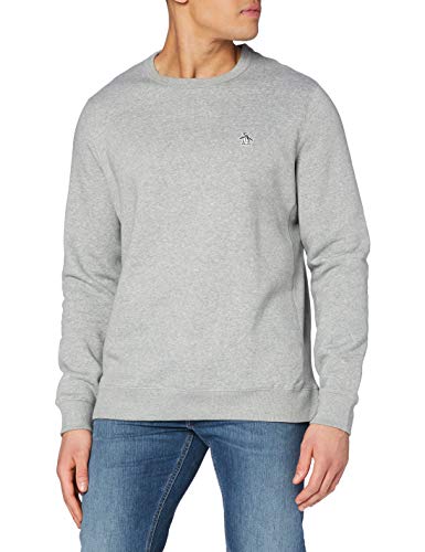 Original Penguin Herren Rundhalsausschnitt-Logo Sweatshirt, Grau (Rain Heather), XL von Original Penguin