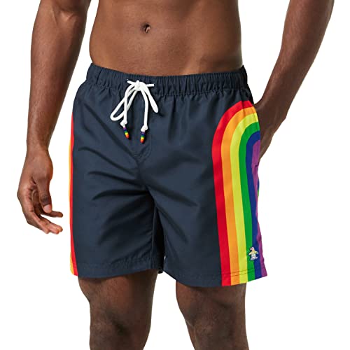 Original Penguin Herren SWM Pride Box Rainbo Badehose, Dunkler Saphir, Verschiedene Größen von Original Penguin