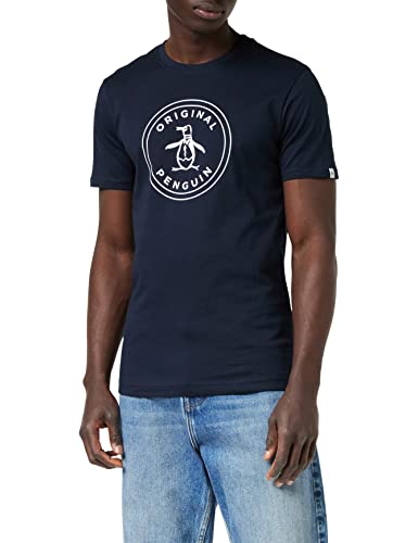 Original Penguin Herren Stempel-Logo T-Shirt, Blau (Dark Sapphire), M von Original Penguin