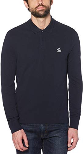 Original Penguin Herren Sticker Pete Raised Rib Poloshirt, Blau (Dark Sapphire 413), Small von Original Penguin