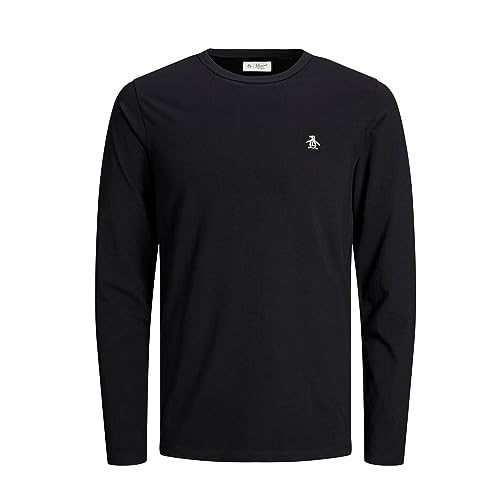 Original Penguin Herren Long Sleeved Small Embroidered Logo T-Shirt, True Black, 010, L von Original Penguin