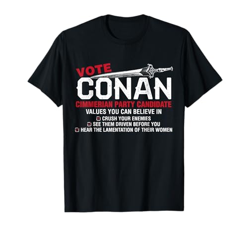 Original T-shirts - Herren T-Shirt - Conan-Fans, Humor-Fans, Erwachsene (ab 18) - Kurzarm - T-Shirt - Schwarz - Klein - Klassisch - Crew-Ausschnitt - Einfarbig von Original T-shirts