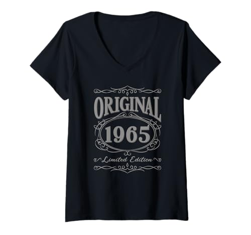 Damen 60 Jahre Geburtstag Original Limited Edition geboren 1965 T-Shirt mit V-Ausschnitt Damen 60 Jahre Geburtstag Original Limited Edition geboren 1965 T-Shirt mit V-Ausschnitt von Original seit 1965 60 Jahre Geburtstag