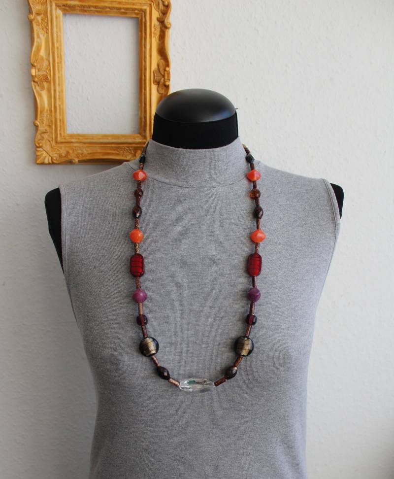 statement Kette Unikat Aus Glas Und Kunststoffperlen Handgefertigt Upcycling von OriginalByTina