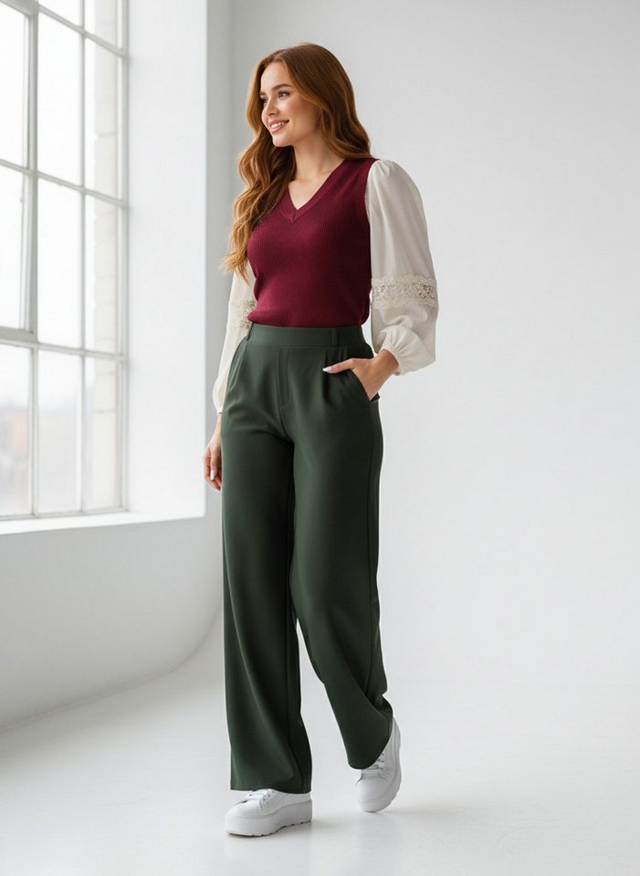 OriginalYou Bundfaltenhose Damen Schlupfhose Stoffhose moderne Freizeithose Stretchhose auch in größen Größen erhältlich von OriginalYou