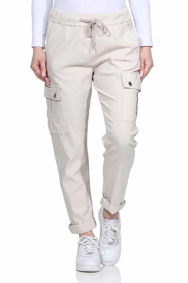 OriginalYou Cargohose Damen Freizeithose Schlupfhose moderne Stoffhose mit elastischem Bund, moderne Cargo Taschen 36-44 von OriginalYou