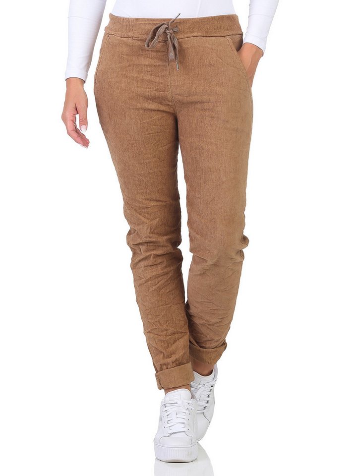 OriginalYou Cordhose Damenhose Feincord Chino mit Stretch bequeme Schlupfhose dehnbarer Feincord, Gummizug & Schnürung, in großen Größen erhältlich von OriginalYou