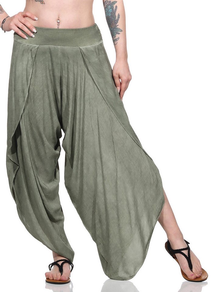 OriginalYou Haremshose Luftige Damen Hosen Sommerhosen mit Beinschlitzen super leichtes Sommergewebe, offenes Bein von OriginalYou