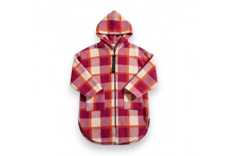 OriginalYou Kurzmantel Moderne Damen Karo Fleecejacke mit großen Taschen und Kapuze von OriginalYou