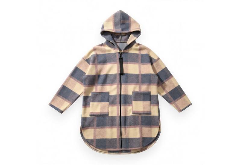 OriginalYou Kurzmantel Moderne Damen Karo Fleecejacke mit großen Taschen und Kapuze von OriginalYou