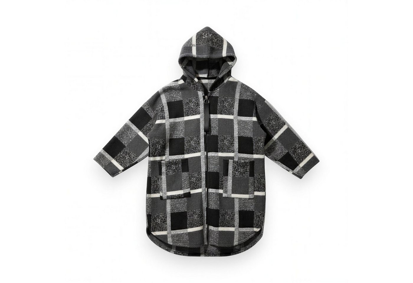 OriginalYou Kurzmantel Moderne Damen Karo Fleecejacke mit großen Taschen und Kapuze von OriginalYou