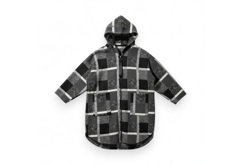 OriginalYou Kurzmantel Moderne Damen Karo Fleecejacke mit großen Taschen und Kapuze von OriginalYou