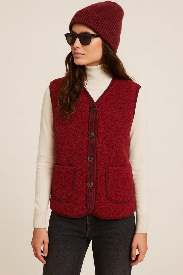 May Gem Kurzweste Kuschelweiche Damen Bouclé Weste mit Samt Cord Details 38-42 Einheitsgröße - 38-40 (lässig) & 40-42 (klassisch) von May Gem