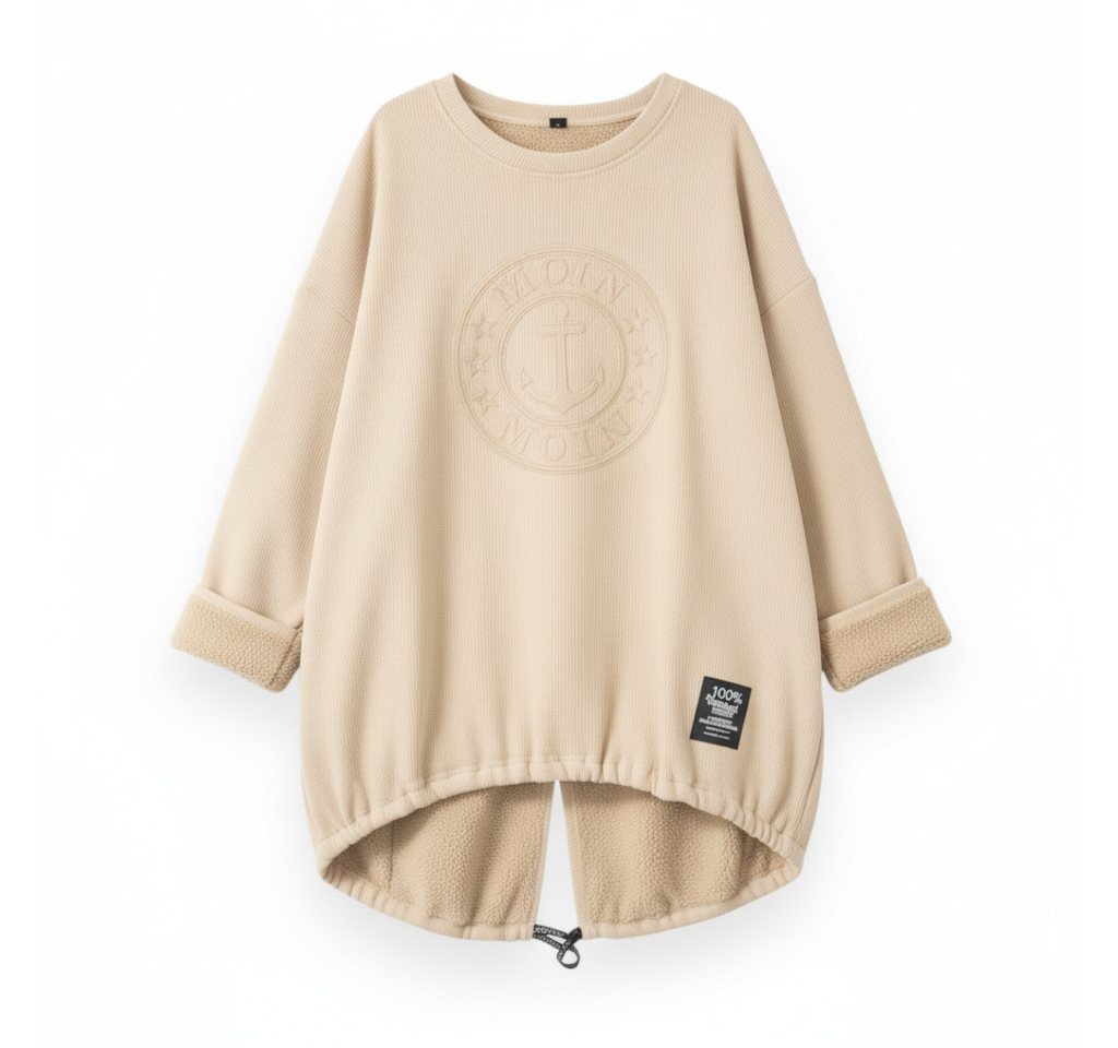 OriginalYou Longpullover Kuschelig weicher Damen Longpullover mit Ankerdruck vollständig mit Teddyfutter ausgestattet von OriginalYou