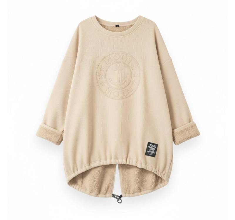 OriginalYou Longpullover Kuschelig weicher Damen Longpullover mit Ankerdruck vollständig mit Teddyfutter ausgestattet von OriginalYou