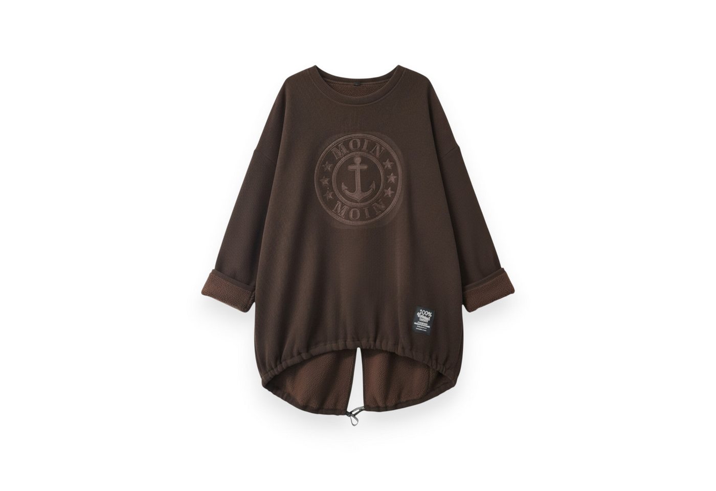 OriginalYou Longpullover Kuschelig weicher Damen Longpullover mit Ankerdruck vollständig mit Teddyfutter ausgestattet von OriginalYou