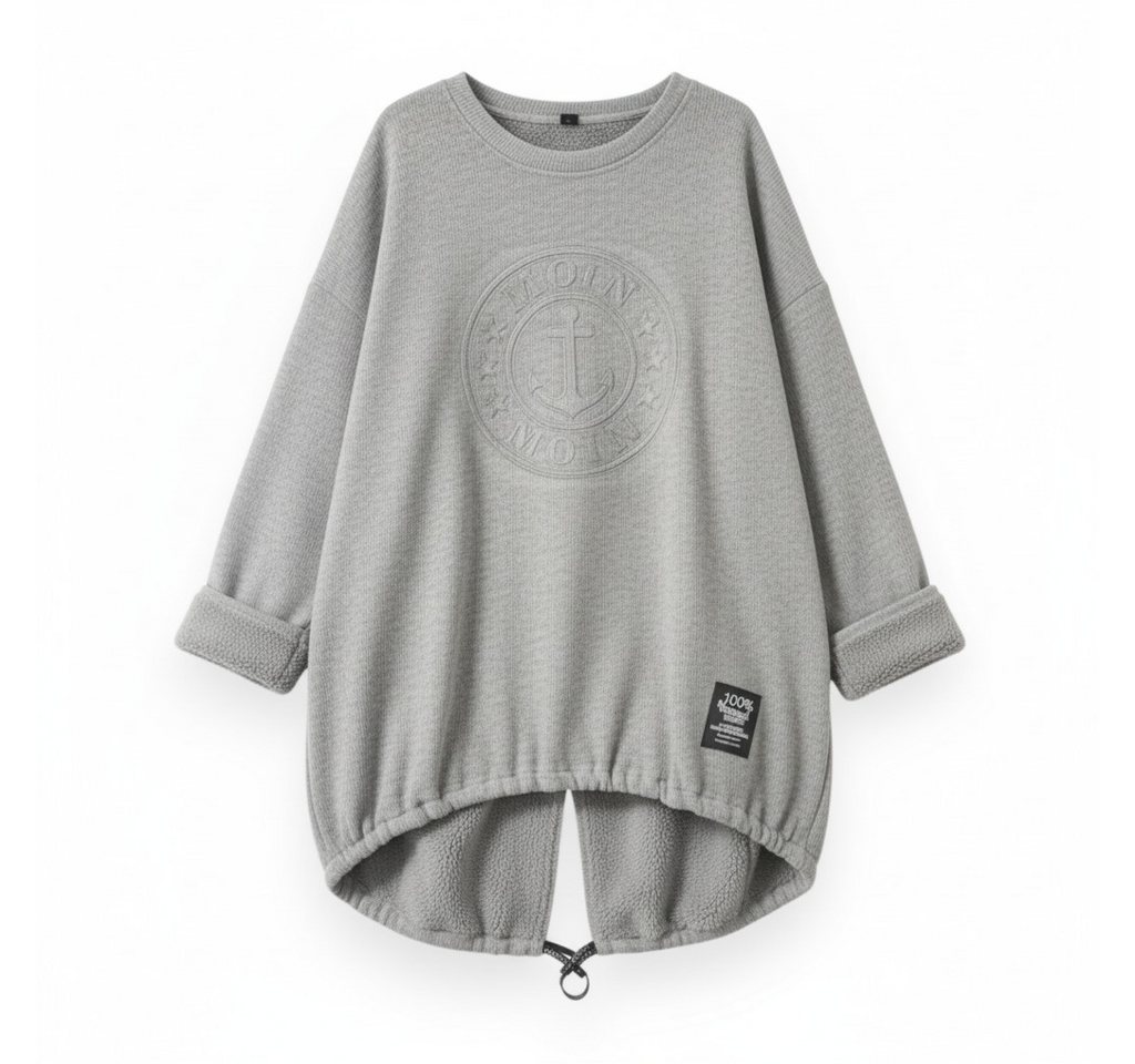 OriginalYou Longpullover Kuschelig weicher Damen Longpullover mit Ankerdruck vollständig mit Teddyfutter ausgestattet von OriginalYou