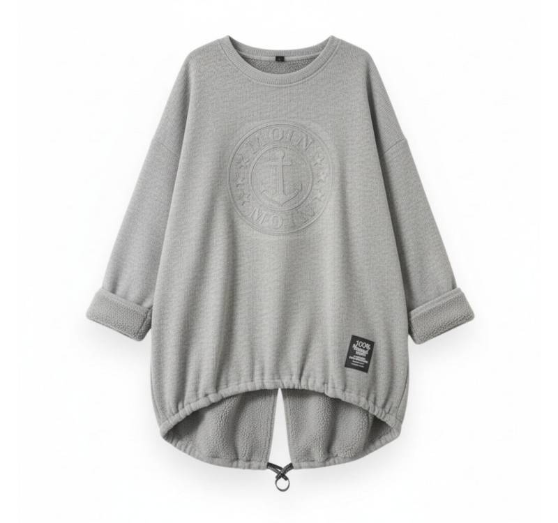 OriginalYou Longpullover Kuschelig weicher Damen Longpullover mit Ankerdruck vollständig mit Teddyfutter ausgestattet von OriginalYou