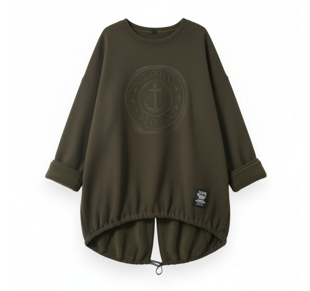 OriginalYou Longpullover Kuschelig weicher Damen Longpullover mit Ankerdruck vollständig mit Teddyfutter ausgestattet von OriginalYou