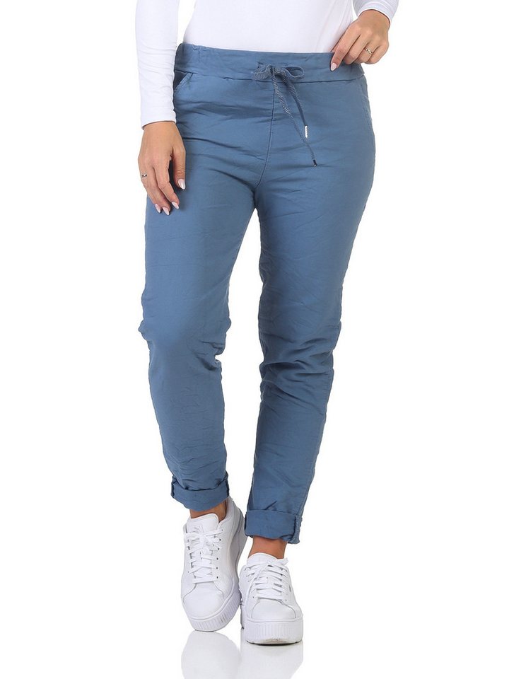 OriginalYou Schlupfhose Damen Freizeithose Winter Cotton mit Stretch bequeme Chino Hose Gummibund & Kordelzug, Größe 34-46 von OriginalYou