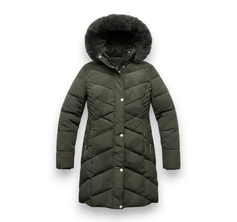 OriginalYou Steppjacke Kuschelige Midi Steppjacke für Damen mit Velourstreifen in großen Größen erhältlich von OriginalYou