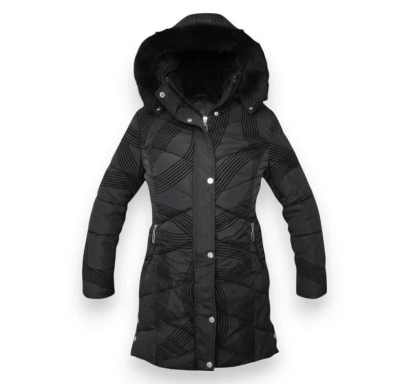 OriginalYou Steppjacke Kuschelige Midi Steppjacke für Damen mit Velourstreifen in großen Größen erhältlich von OriginalYou