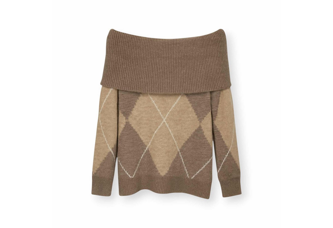 OriginalYou Strickpullover Damen Strick Pullover mit Carmen Ausschnitt individuell anpassbarer Carmen-Ausschnitt von OriginalYou