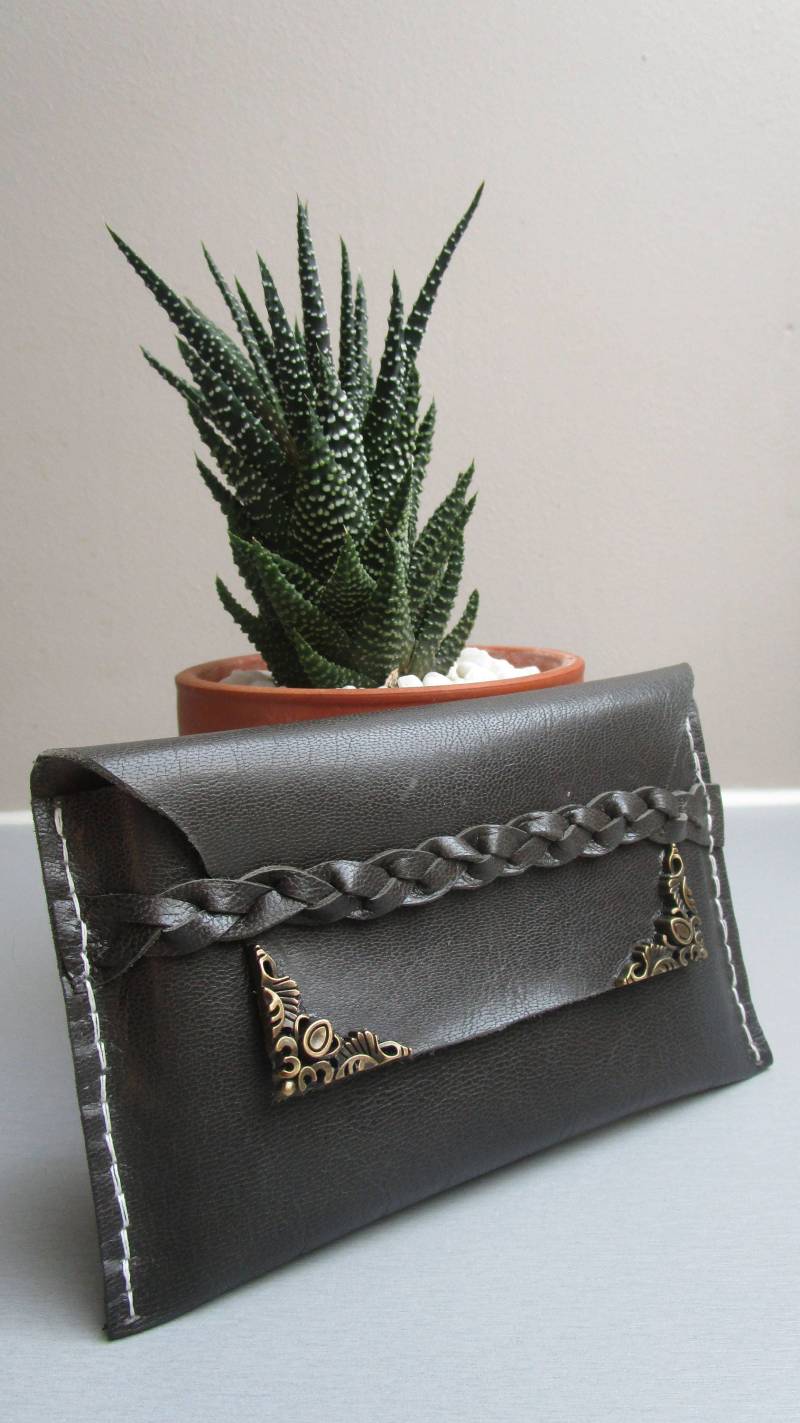 Mini Grau Leder Clutch Mini Grau Leder Clutch von Originalworkcreation