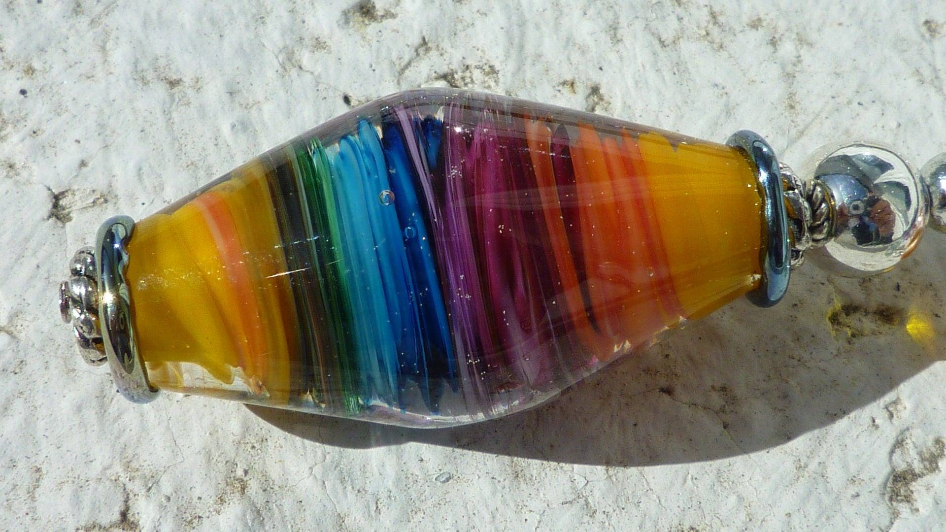 Collier Perle Der Glasgespinst Handwerker Lampwork Regenbogen Collier Perle Der Glasgespinst Handwerker Lampwork Regenbogen von Originelstore