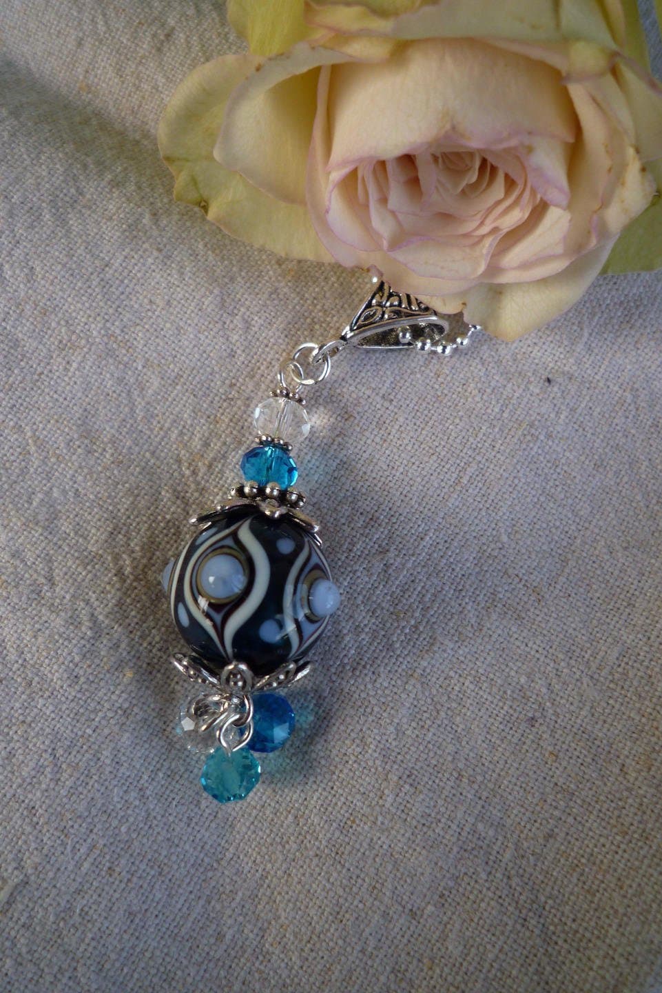 Halskette Anhänger Perle Der Glasgespinst Und Swarovsky Crystal Halskette Anhänger Perle Der Glasgespinst Und Swarovsky Crystal von Originelstore