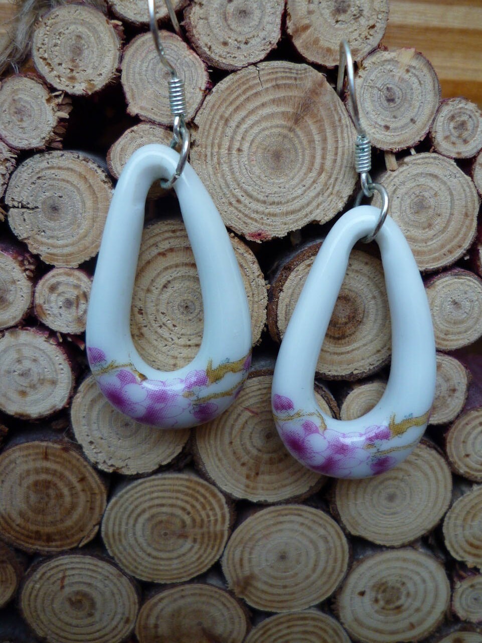 Kirsche Ohrringe Blüte Porzellan Form Donut Drop Kirsche Ohrringe Blüte Porzellan Form Donut Drop von Originelstore