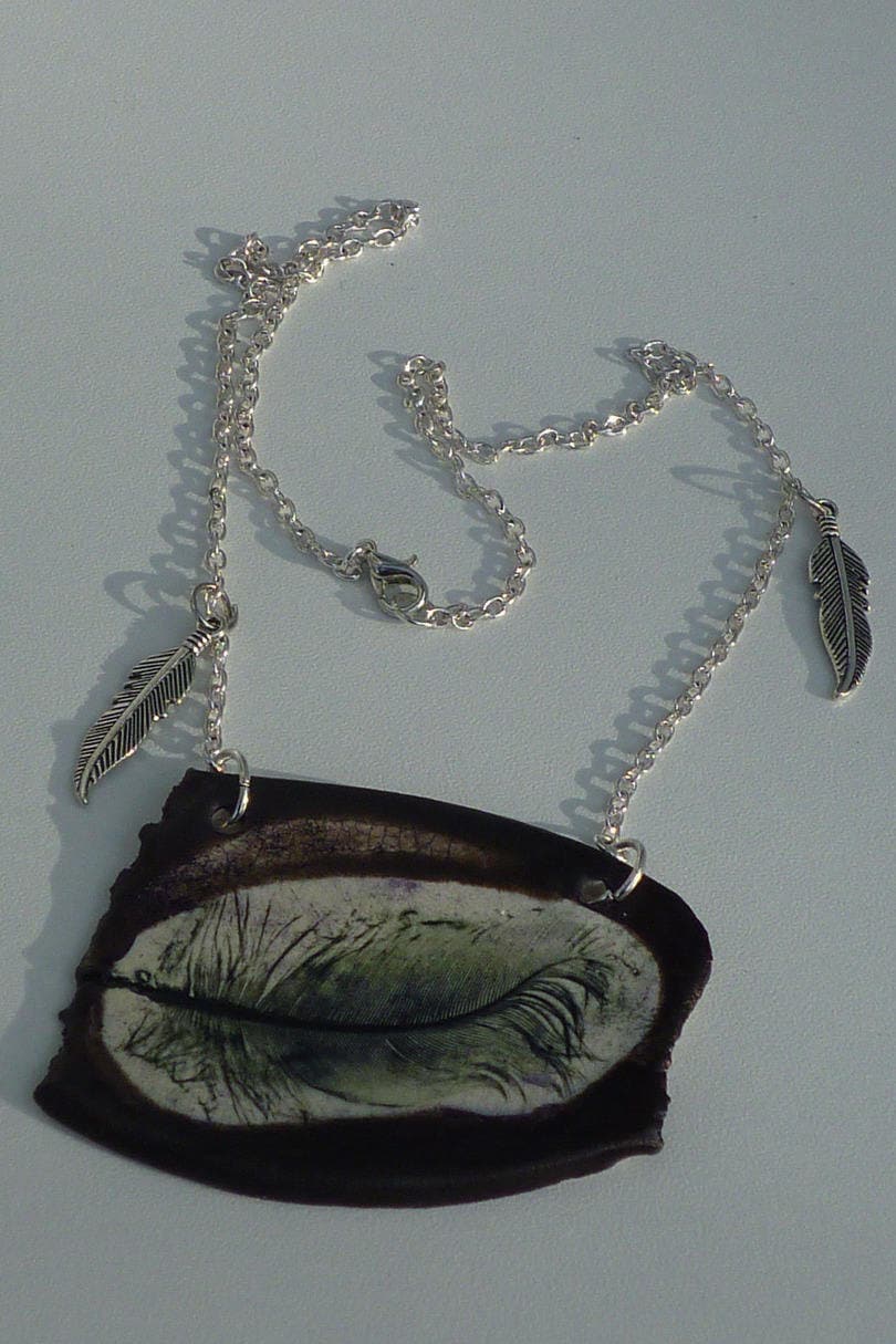 Kragen Dickey Fußabdruck Handwerkliche Keramik, Silber Charms Stiftspitze Kragen Dickey Fußabdruck Handwerkliche Keramik, Silber Charms Stiftspitze von Originelstore