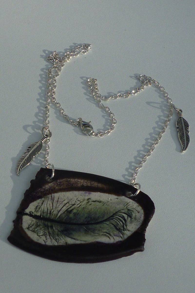 Kragen Dickey Fußabdruck Handwerkliche Keramik, Silber Charms Stiftspitze Kragen Dickey Fußabdruck Handwerkliche Keramik, Silber Charms Stiftspitze von Originelstore