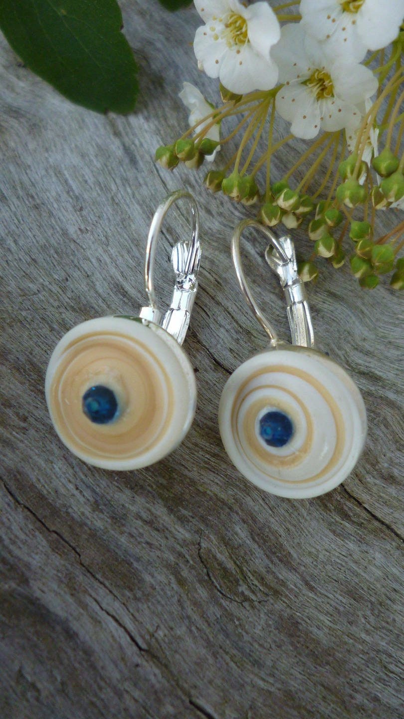 Ohrringe Cabochon in Glasgespinst Lampwork Handgemacht Mit Top Crystal Ohrringe Cabochon in Glasgespinst Lampwork Handgemacht Mit Top Crystal von Originelstore