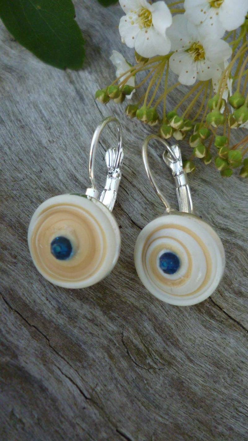 Ohrringe Cabochon in Glasgespinst Lampwork Handgemacht Mit Top Crystal von Originelstore