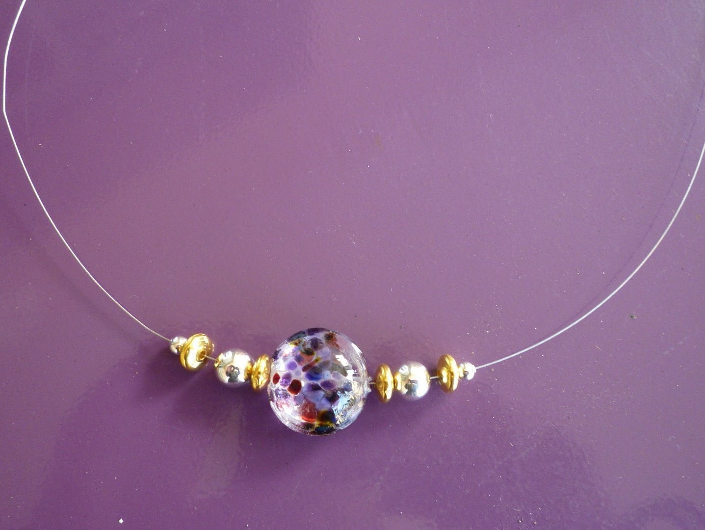 Ras-Halskette Perle Puck Glashals Gesponnen Handwerklichen Gold Und Silber Perlen Ras-Halskette Perle Puck Glashals Gesponnen Handwerklichen Gold Und Silber Perlen von Originelstore