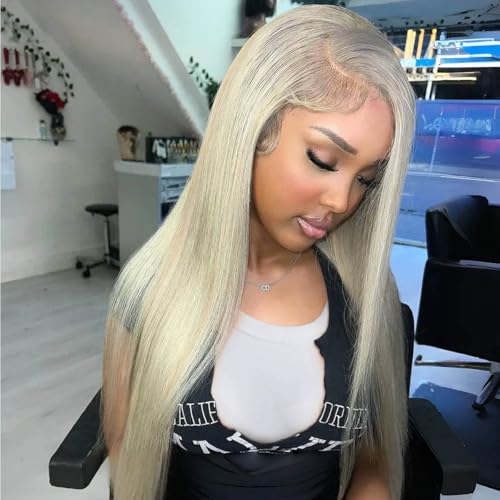 Echthaar-Perücke, 13 x 4 cm, Ombré-Echthaar, Ombré-Front-Perücke für Damen, Ombré-Braun mit Highlights, Platinblond, Front-Perücke von Orijodie