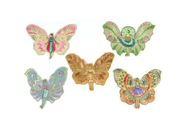 1 Antike Applikation Seiden Fee Aufnäher Lila Orange Stickerei Patch 1935 Nr von OrinsTreasureChest